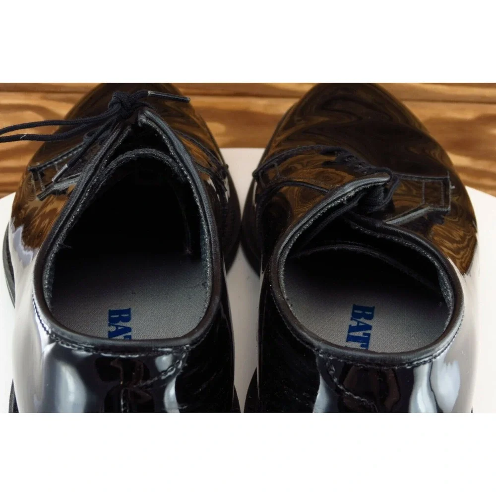 Bates Shoes Sz 11.5 M Almond Toe Black Derby Oxfords Synthetic Men‎